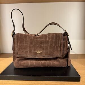 New‼️Coach Etta Flap Shoulder Bag CFP69 embossed crocodile/Gold/Maple